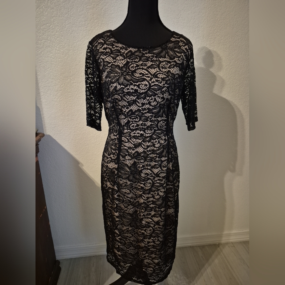 Enfocus Studio Black Lace Long Sleeve Dress
